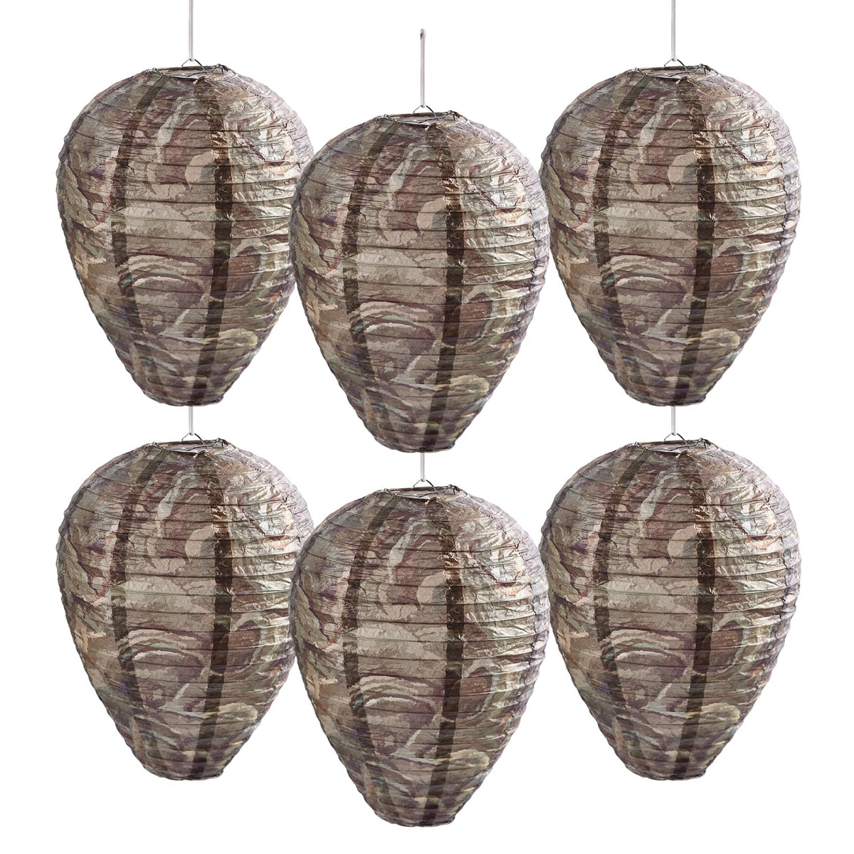 The htiepf six-pack wasp nest packaging view demonstrates a ready-to-hang outdoor decor option.