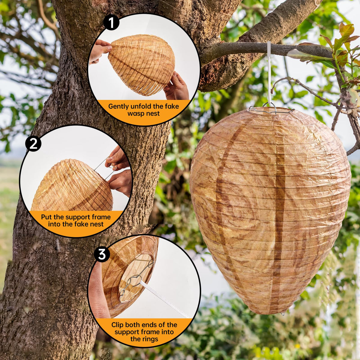 htiepf wasp nest brown unfolded size—8.6in diameter by 11.8in height.