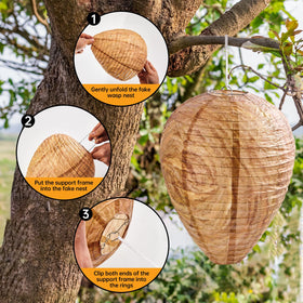htiepf wasp nest brown unfolded size—8.6in diameter by 11.8in height.
