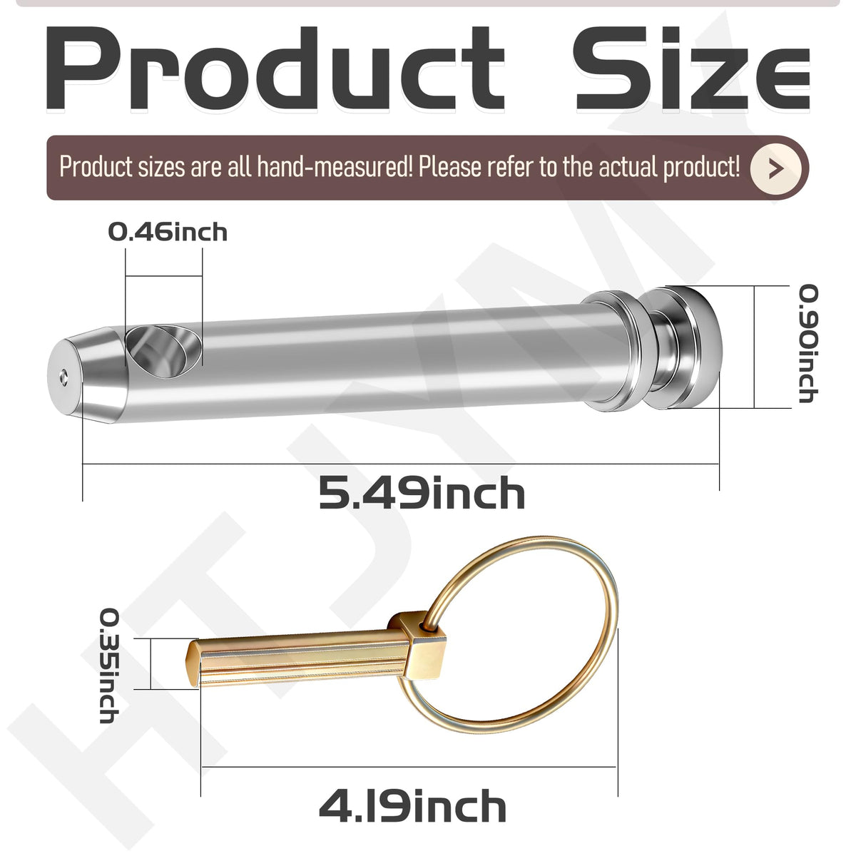 HTJYMY top link pin measures 5-1/2 inches long and 3/4 inch diameter.
