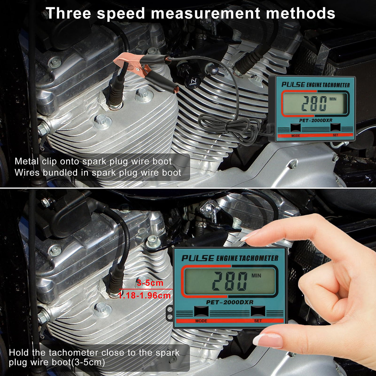 HTPREC tachometer modes guide enabling quick, accurate idle readings.