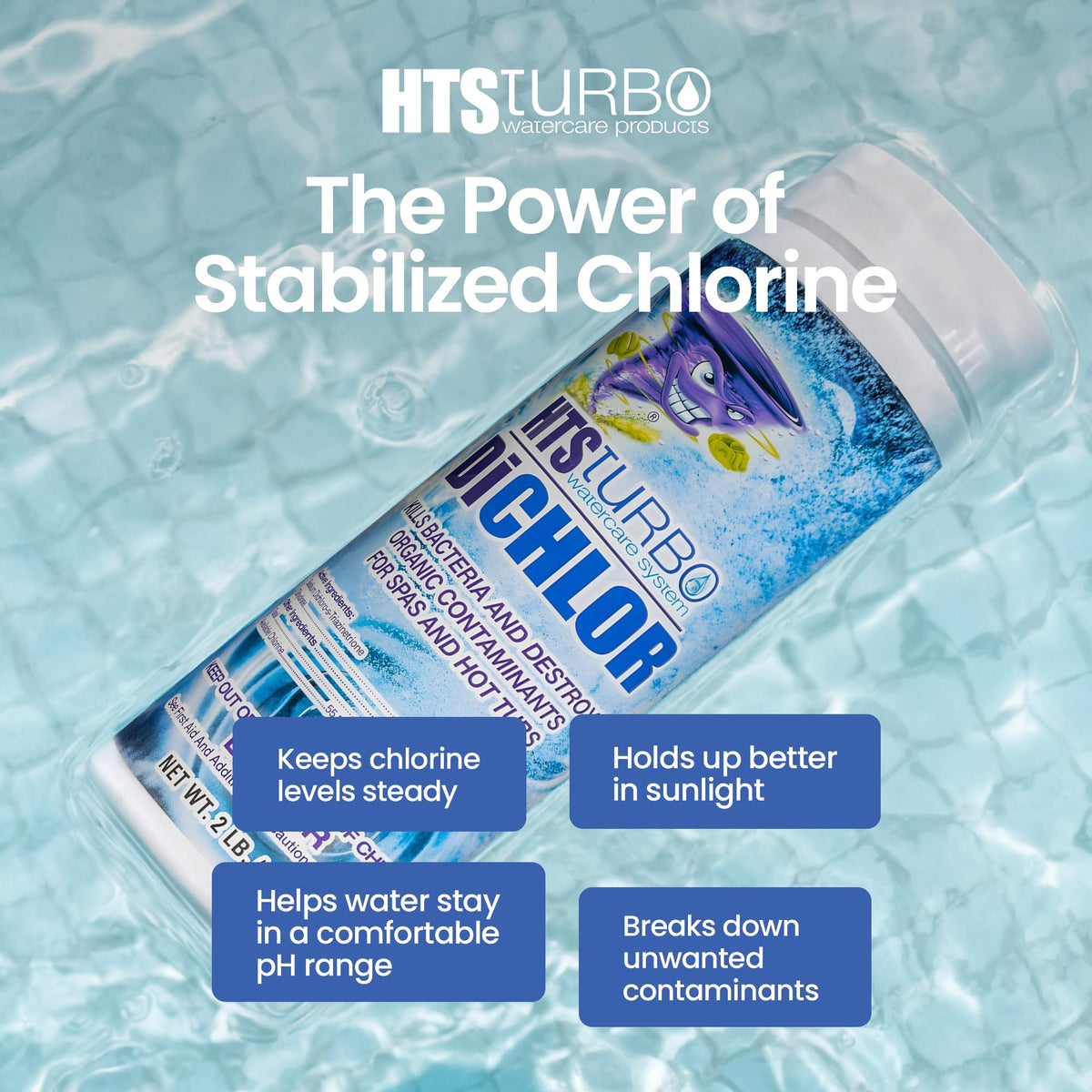 HTS Turbo chlorine granules support water clarity and balance