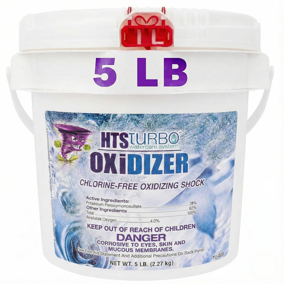 HTS Turbo Oxidizer Shock 5lb bucket ready for pool treatment