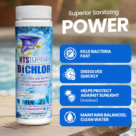 HTS Turbo stabilized dichlor protects against UV light