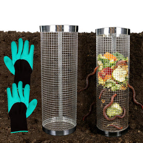 HTtoy underground worm compost bin 2-pack buried in soil improves garden soil