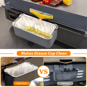 Disposable liner enables quick cleanup after cooking.