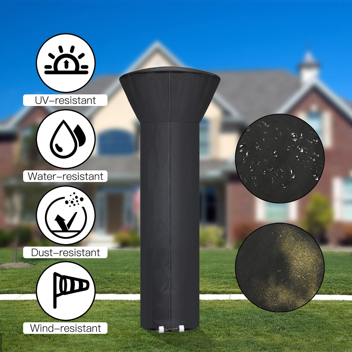 Hualedi 33-inch dome fits most patio heaters for secure outdoor protection.