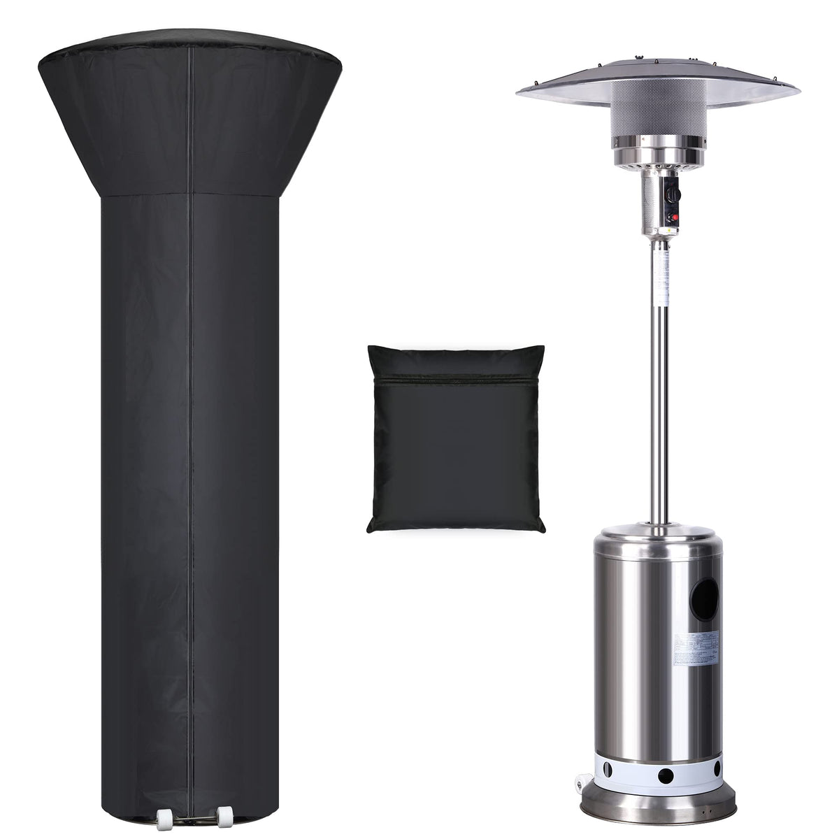 Hualedi patio heater cover with zipper protects and stores the unit outdoors.