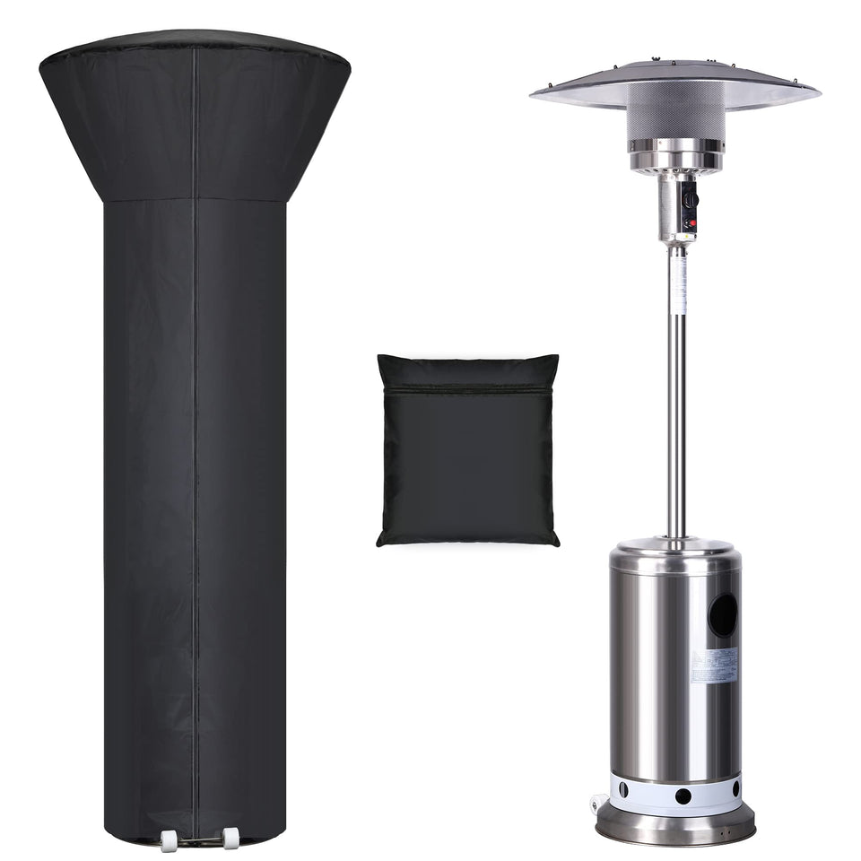 Hualedi patio heater cover with zipper protects and stores the unit outdoors.