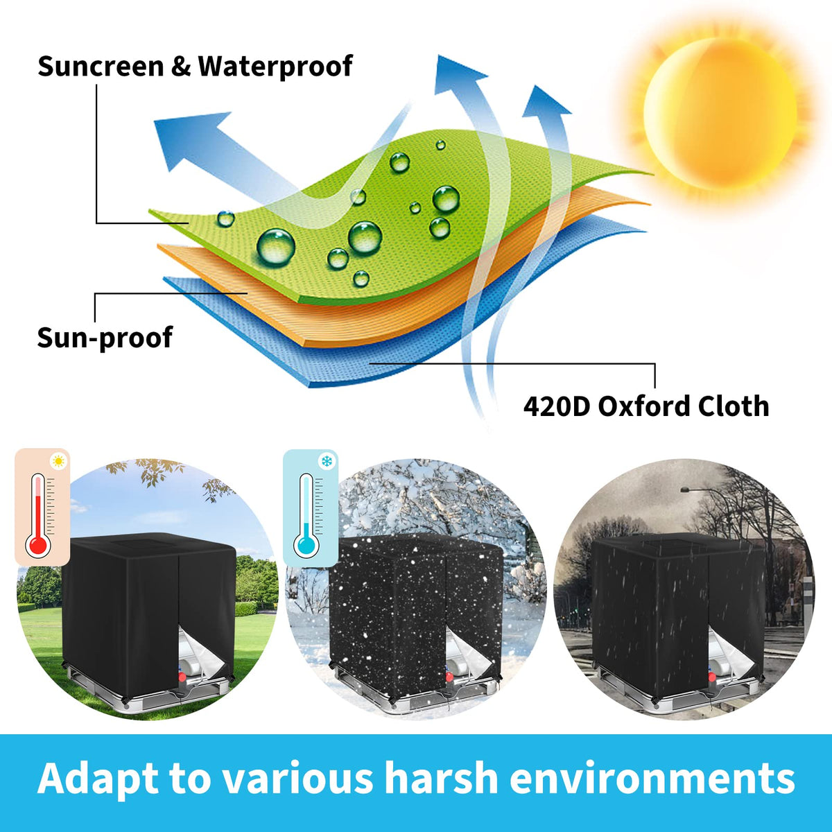 Huapate 420D polyester material for reliable outdoor use.