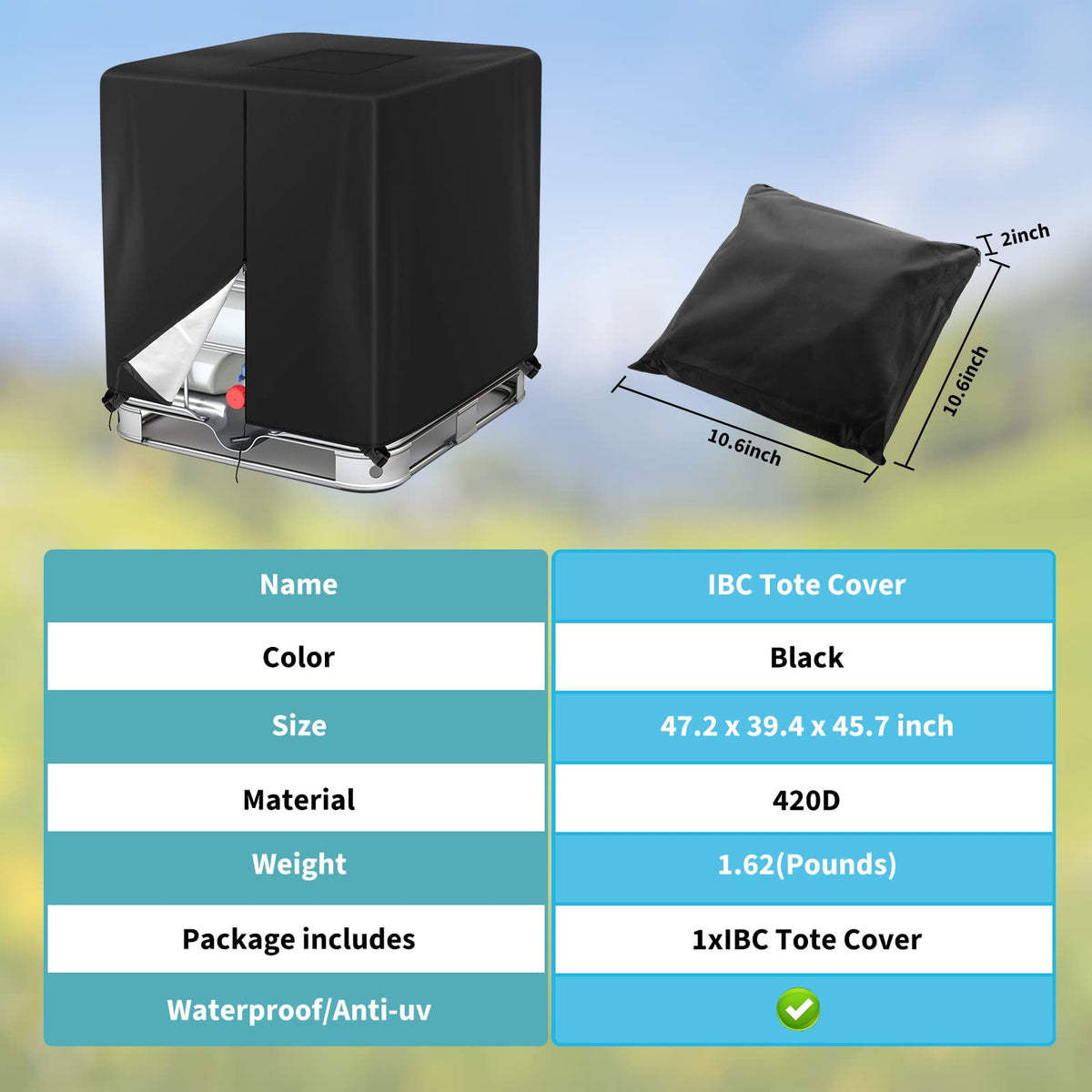 Huapate weather-protected tank cover minimizes exposure to elements.