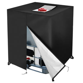 Huapate zipper tote cover protects a 275 gallon tote from rain.