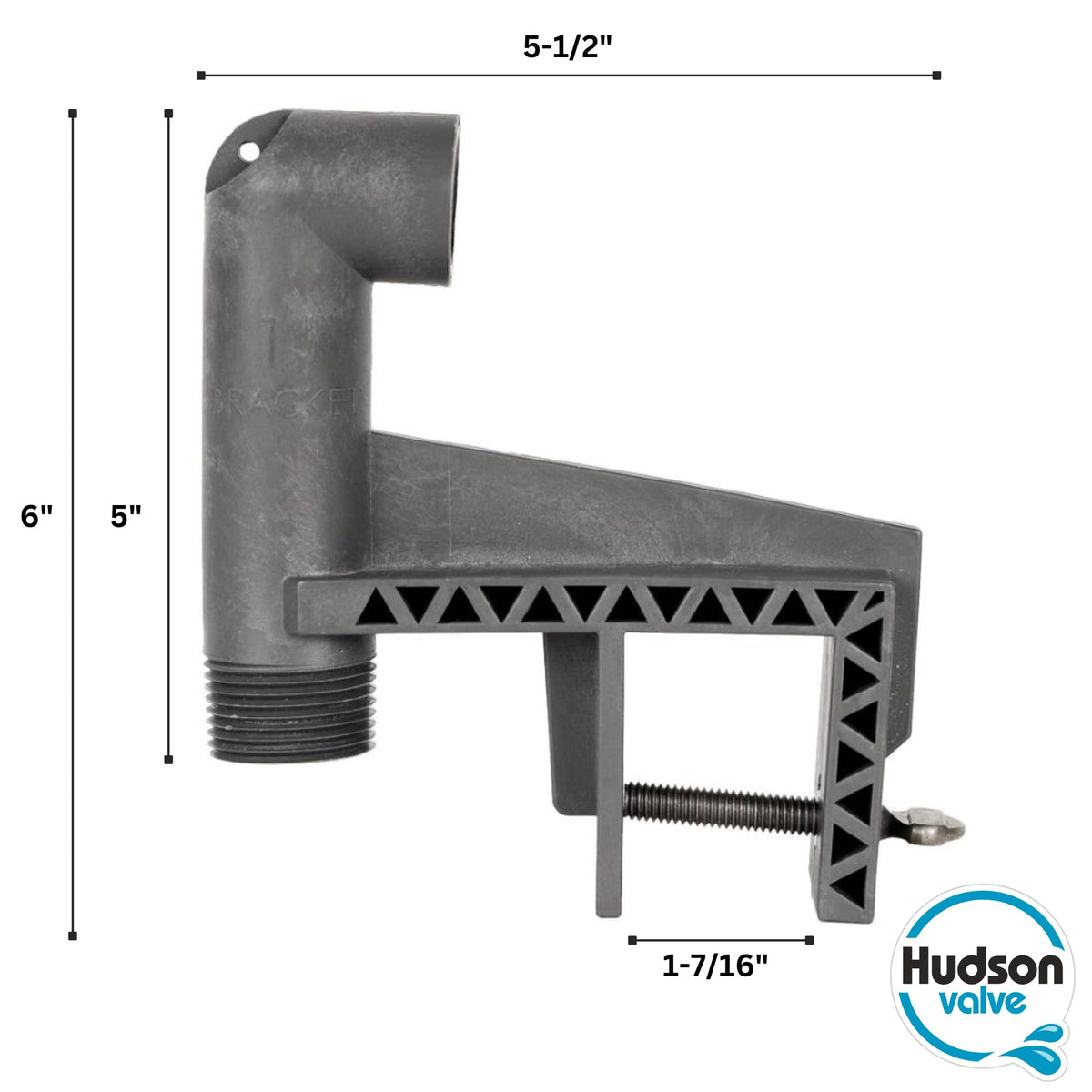 Close-up of the thumb screw on Hudson Valve mounting bracket.