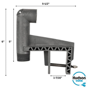 Close-up of the thumb screw on Hudson Valve mounting bracket.