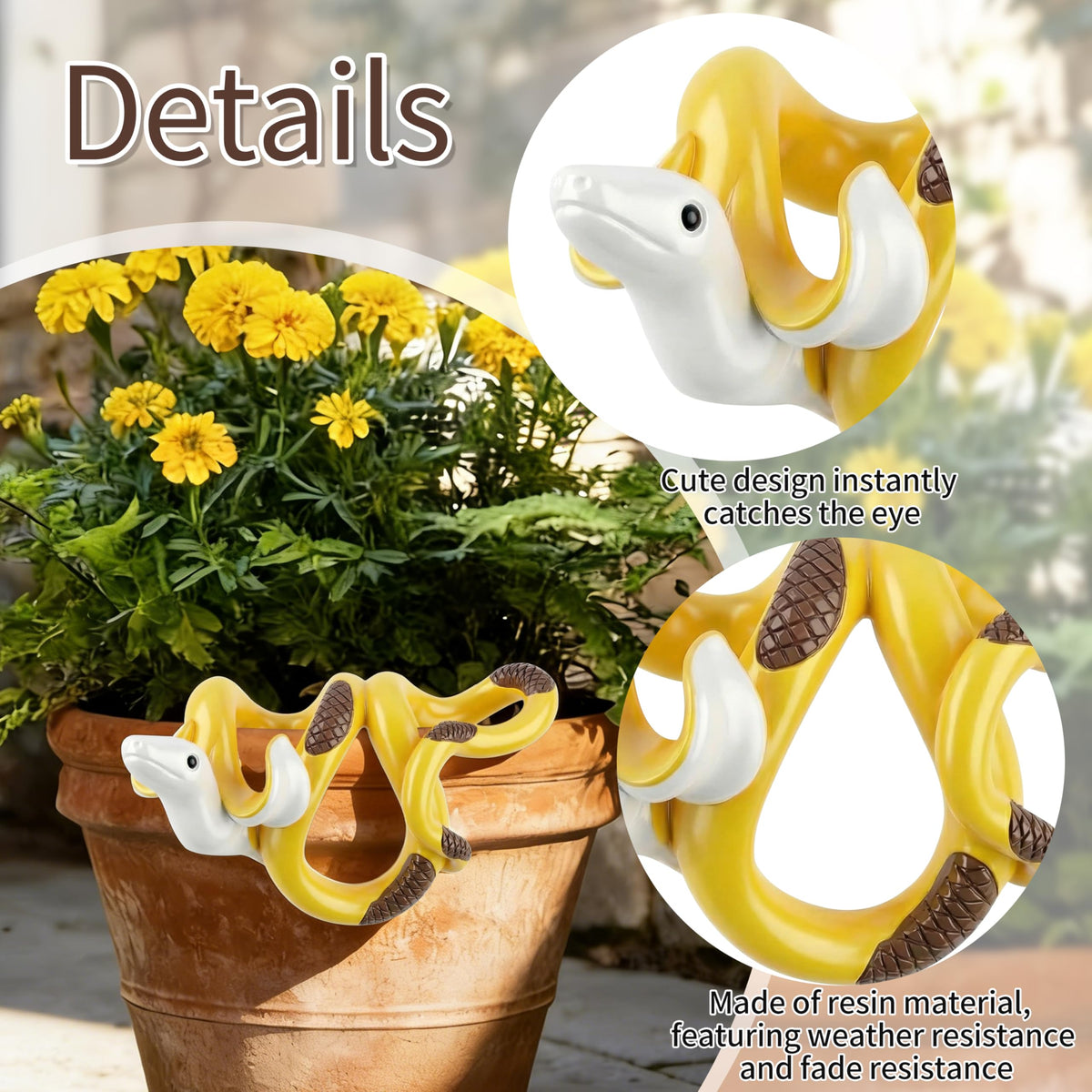HUFAND resin snake ornament enhances garden decor with durable, fade-resistant charm