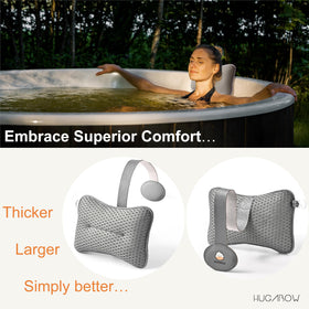 Hugabow 2-pack headrest resting on chaise lounge enhances neck support during relaxation.