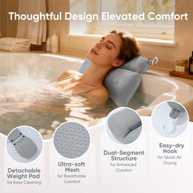 Hugabow removable weighted pouch keeps pillow steady during jets