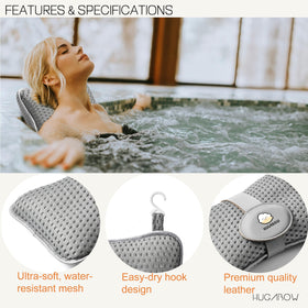 Hugabow water-resistant soft cover keeps spa pillow fresh between uses.