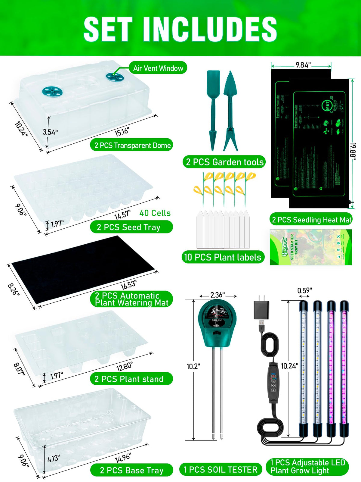 Hugbow LED grow light system provides adjustable brightness for healthy seedlings.