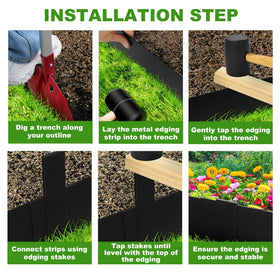 Hugeleaf easy-assembly edging demonstrates quick setup along pathways and bed edges.