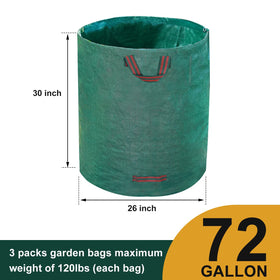 Hugeleaf bag shows reinforced handles, ideal for lifting heavy yard debris.