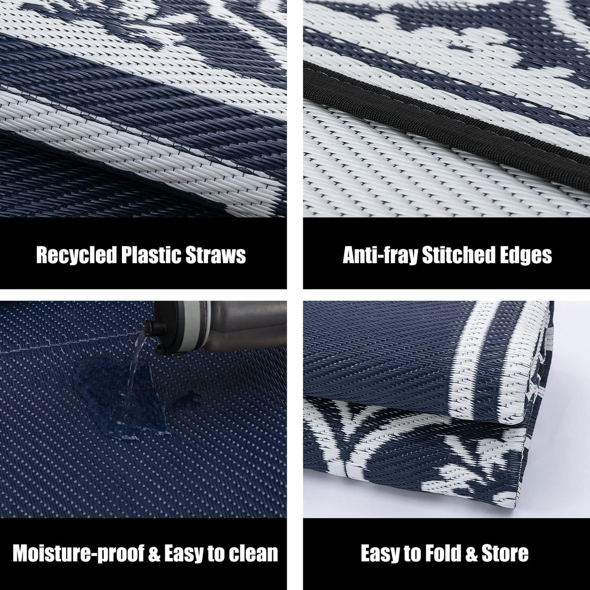 HUGEAR breathable rug with heat-treated edging protects grass and decks