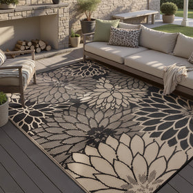 HUGEAR outdoor rug 5x8 waterproof brown, ideal for patios and decks.