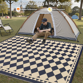 HUGGEAR RV deck rug, portable with carry bag for easy travel