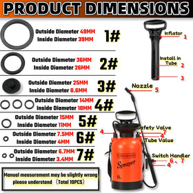 HUGJEPTTY sprayer seal rings with size chart show compatibility