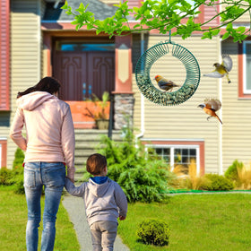 Hugeleaf powder-coated metal construction ensures weather resistance for year-round garden feeding.