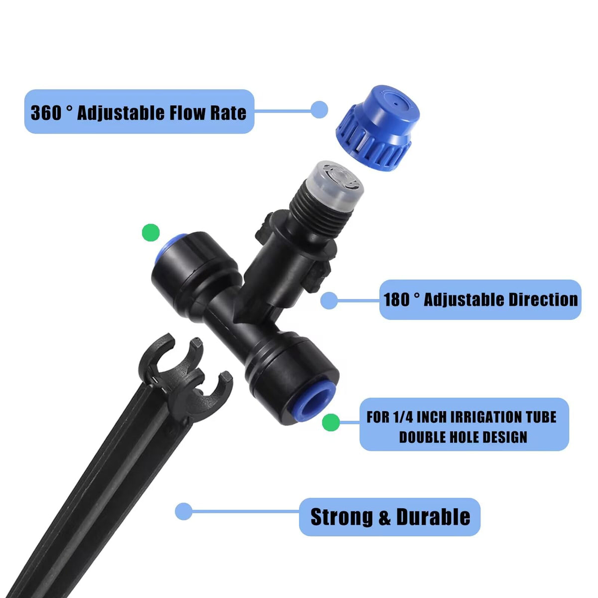 HUISUYTON 1/4-inch tubing compatible drip emitter in use.