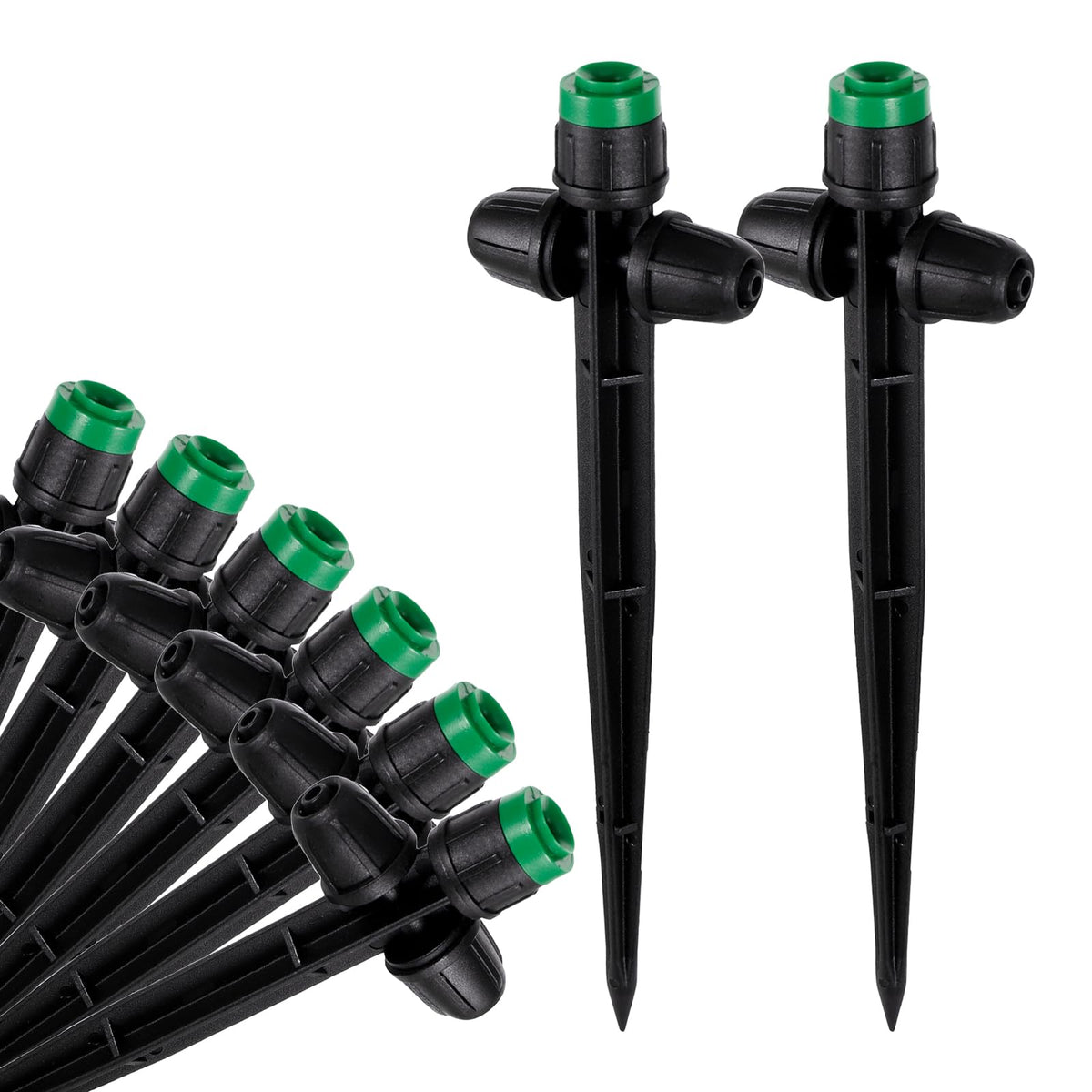 HUISUYTON 30pcs drip emitter set for even watering in planters and beds.