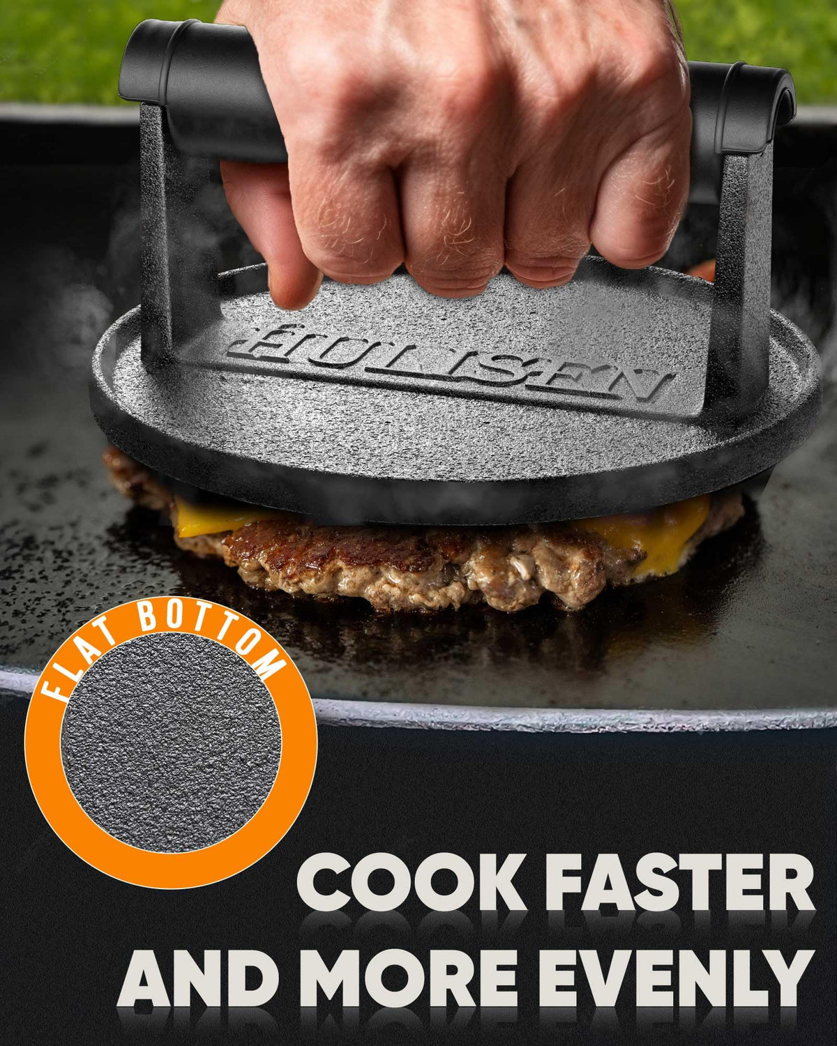 HULISEN burger press flat bottom for even browning and patty formation