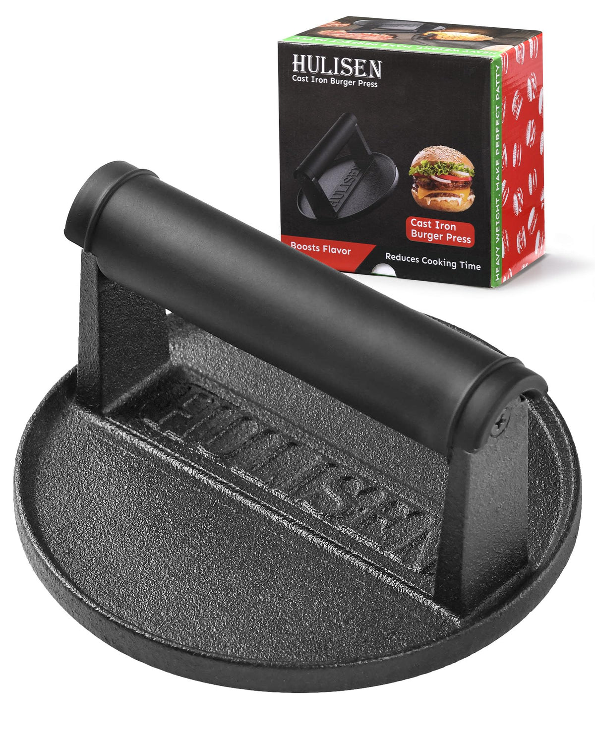 HULISEN burger press heavy-weight 6in; even flattening for juicy burgers on grills
