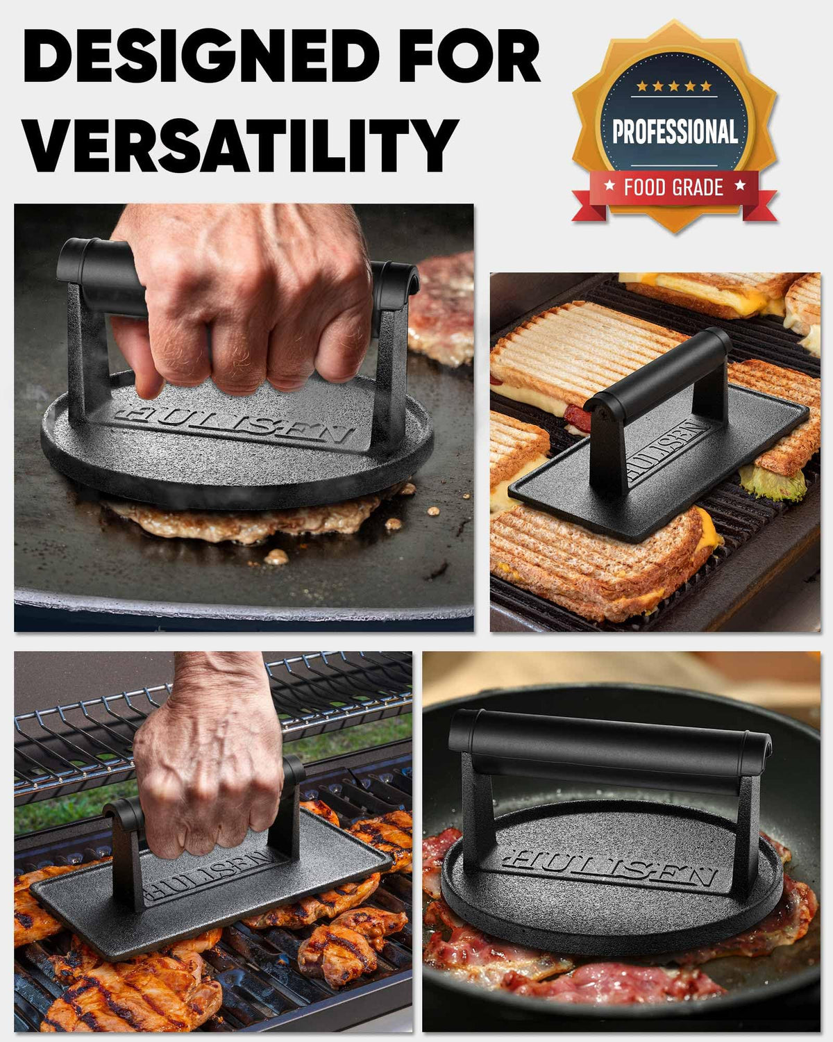 HULISEN burger press suitable for kitchen and outdoor grill versatility