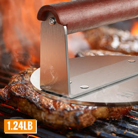 HULISEN grill press helps reduce grease while cooking on grills.
