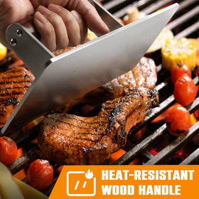 HULISEN fat-drain press helps reduce excess oils during grilling.