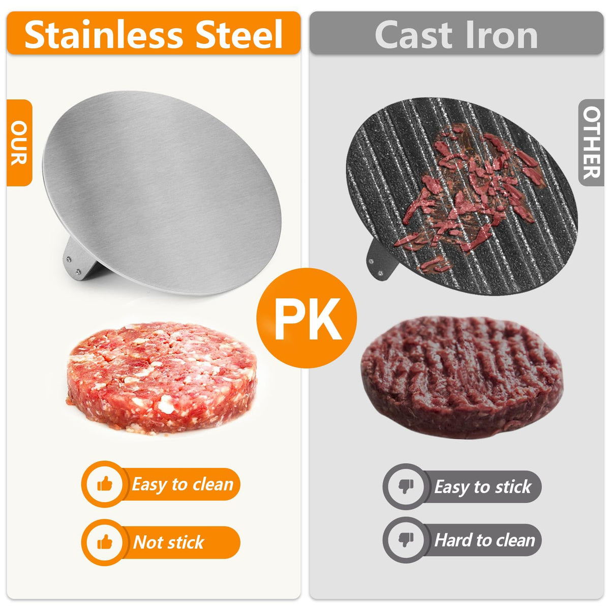HULISEN heavy-duty bacon press to flatten strips for crisp cooking