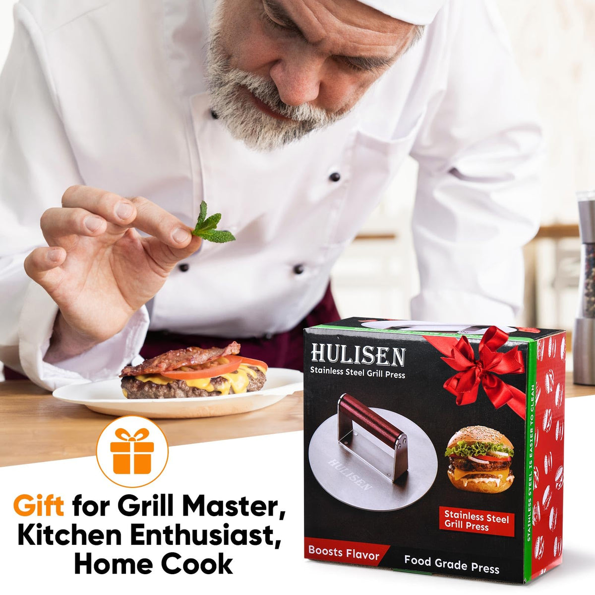 HULISEN kitchen smash burger press with durable build for repeated use