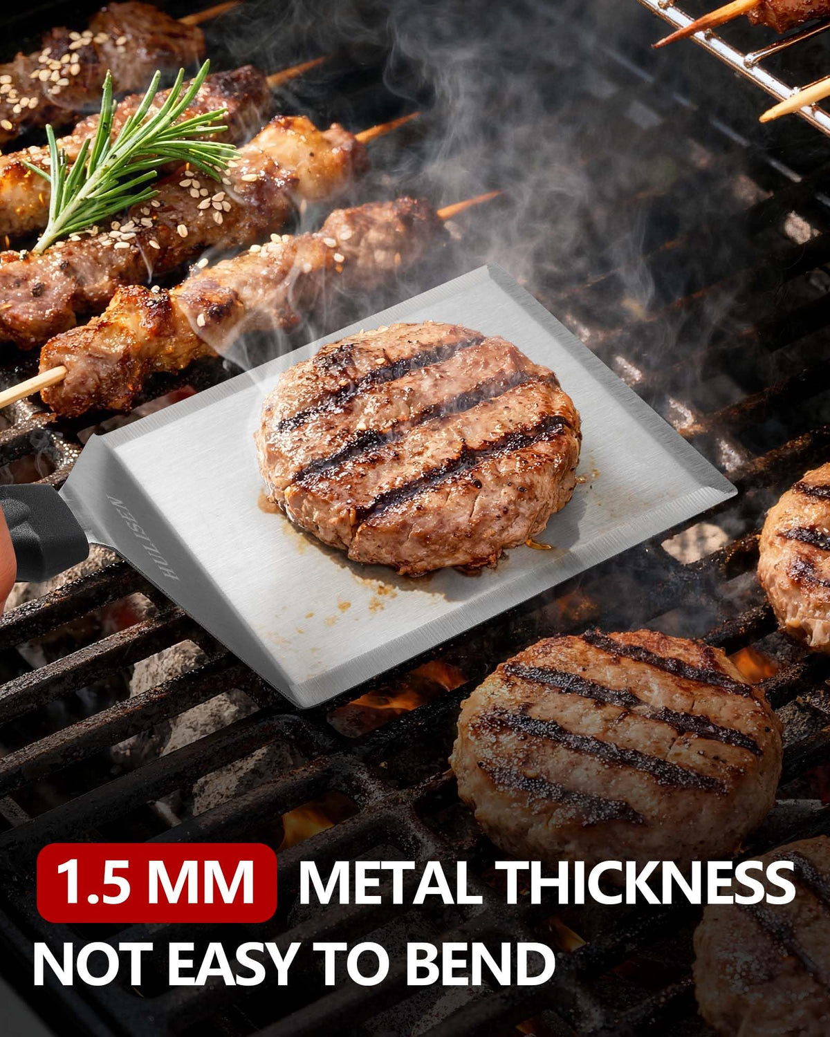 HULISEN brushed stainless steel construction resists rust and stains during cooking.