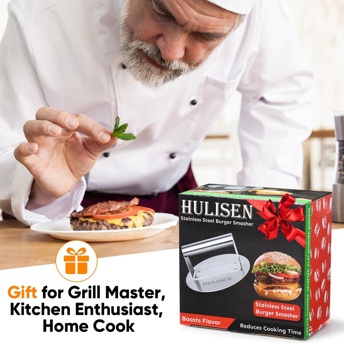 HULISEN burger press compact storage for easy kitchen organization.