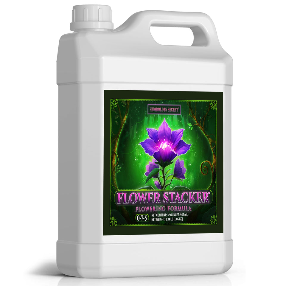 Humboldts Secret Flower Stacker bottle front shows brand and size for easy identification.