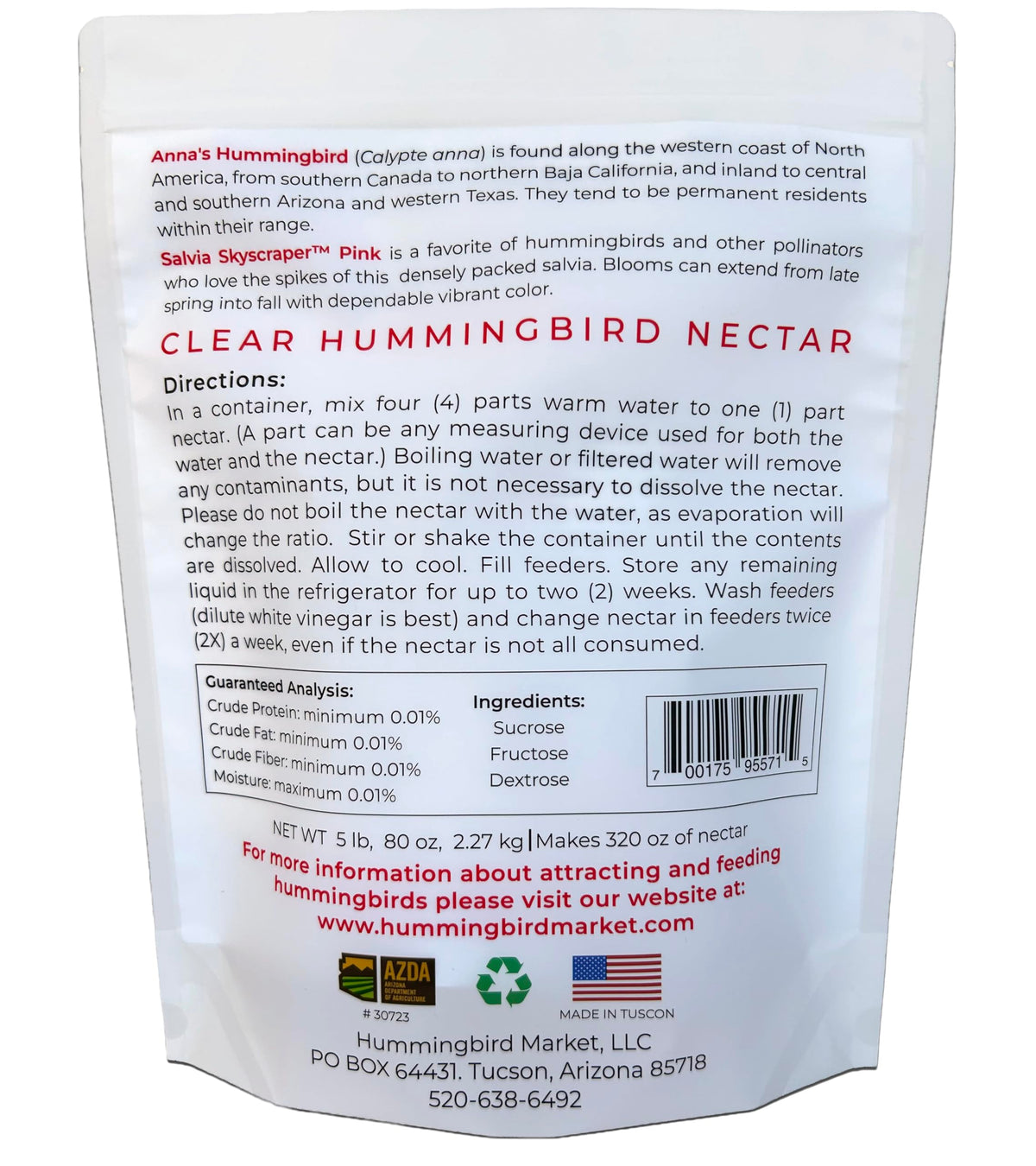 Hummingbird Market mixing nectar powder with water for ready nectar