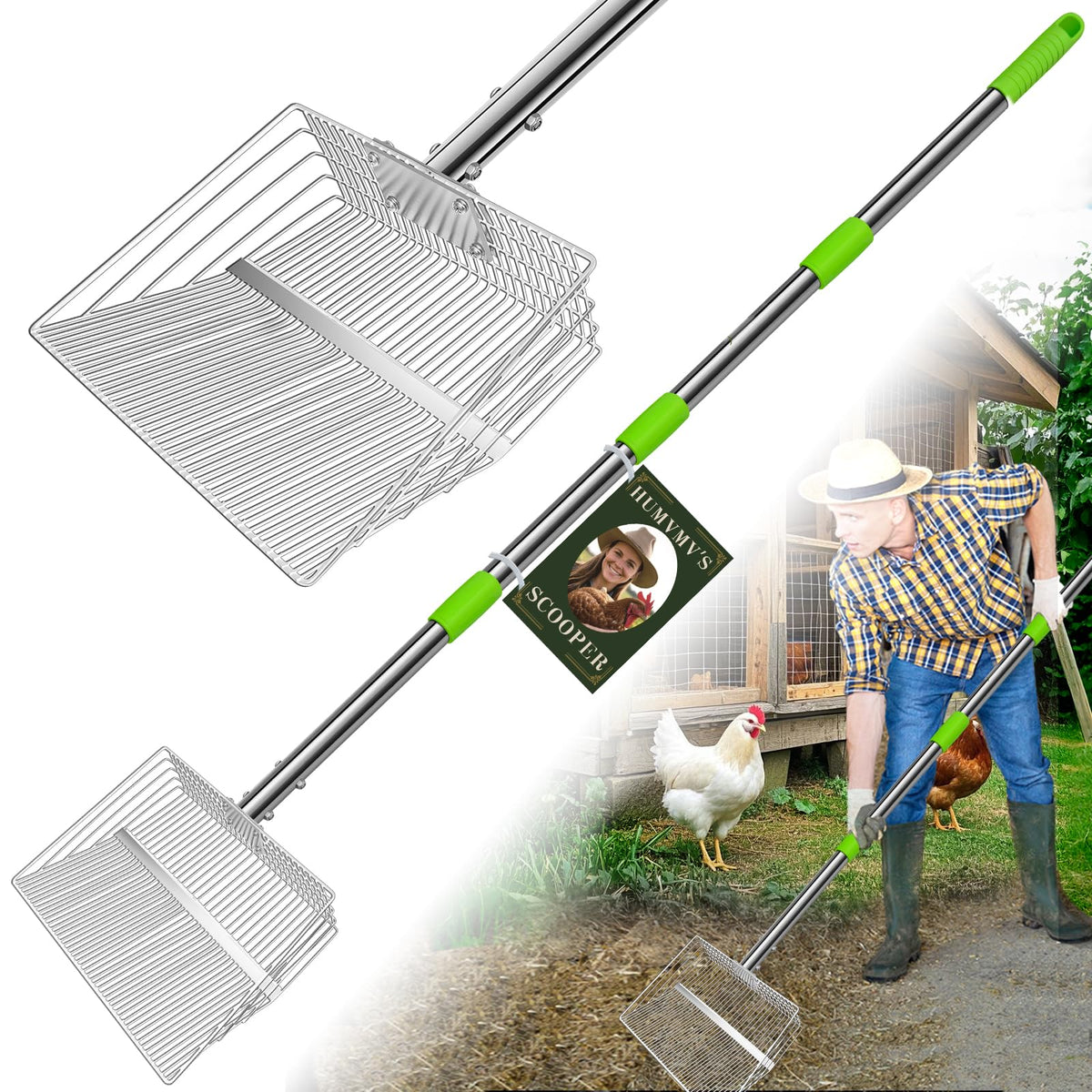 Humvmv 4-in-1 detachable design enables adjustable lengths for versatile coop cleaning.