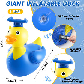 Hungdao giant inflatable duck in blue-black colors for pool party centerpiece.