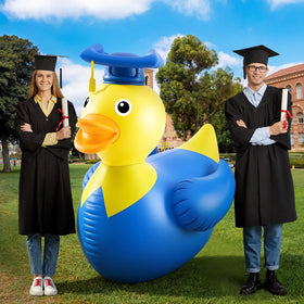 Hungdao graduation duck pool float with cap and gown for party decor.