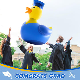 Hungdao graduation-themed duck in yellow and black for photos.
