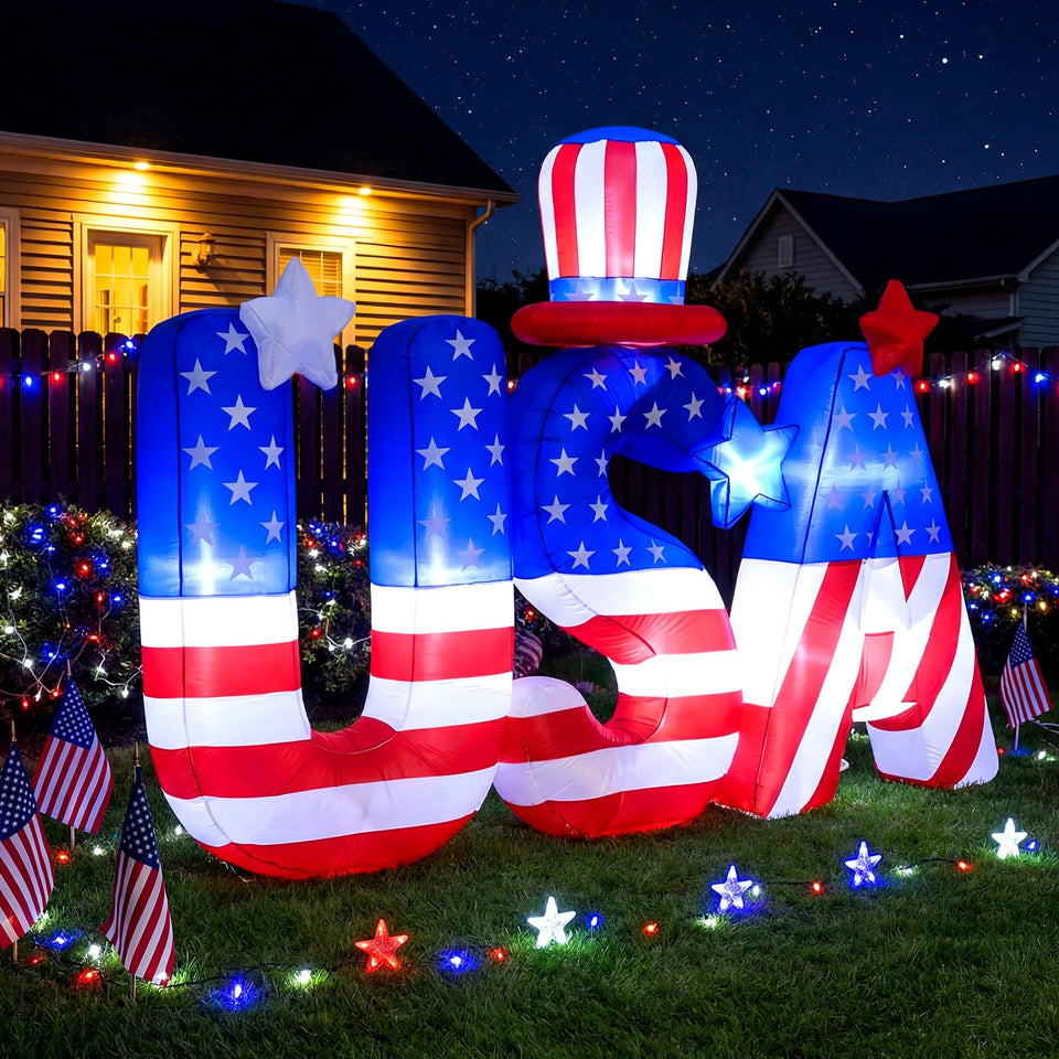 Hungdao USA letters inflatable adds bold patriotic signage for outdoor celebrations.