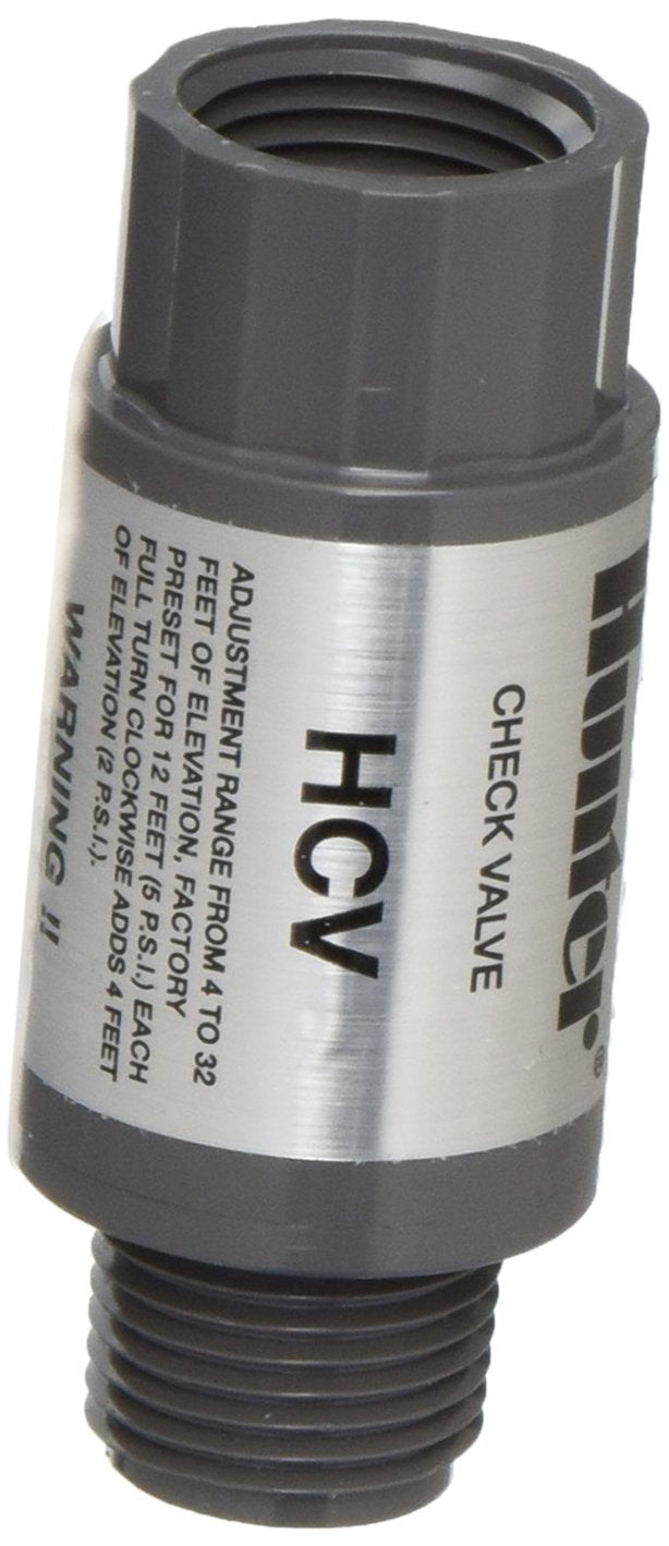 Hunter HCV check valve illustrating inlet-outlet connection for stable irrigation drainage.