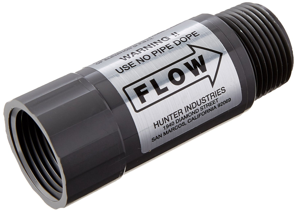 Hunter HCV check valve installed on sprinkler line prevents low-head drainage.